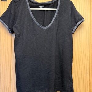 Express Women's Charcoal V-Neck Tee